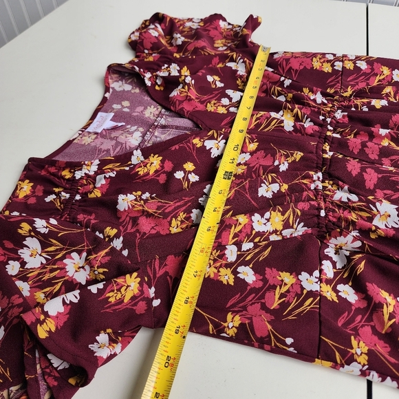 Maternity Short Flutter Sleeve Dress Isabel Maternity Maroon Floral Sz S - Picture 11 of 15